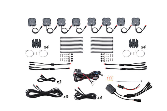 Stage Series SXS Rock Light Installer Kit RGBW M8 w/Controller (8-pack)