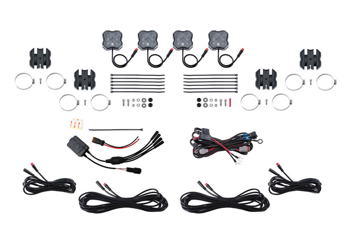 Stage Series SXS Rock Light Installer Kit  RGBW M8 w/Controller (4-pack)
