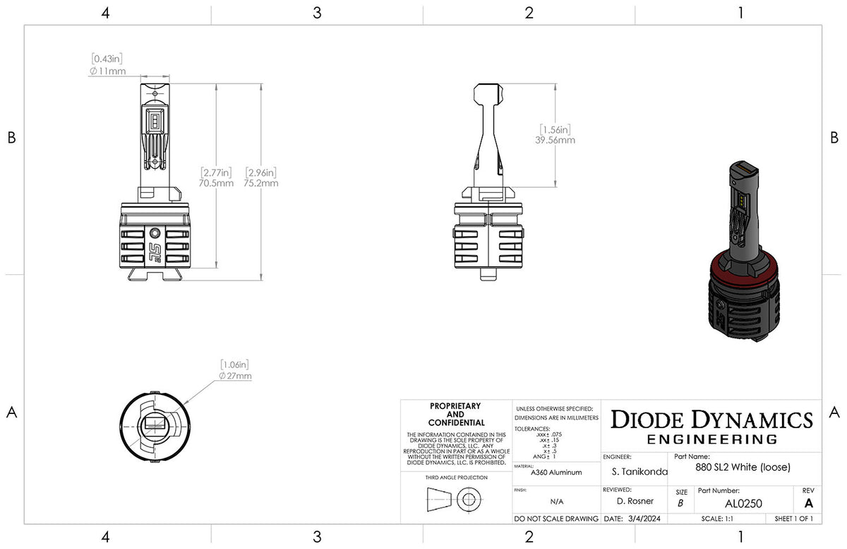 880/881 White SL2 LED Bulb (one)
