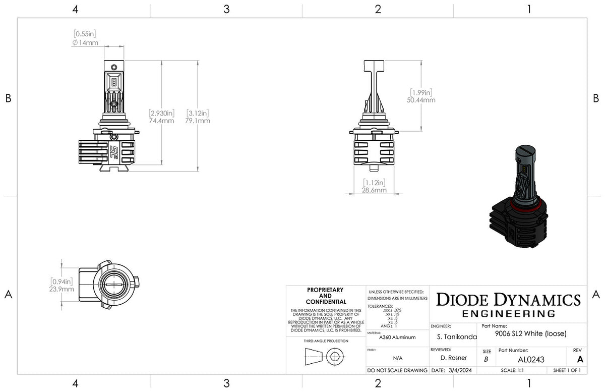 9006/9012 White SL2 LED Bulb (one)
