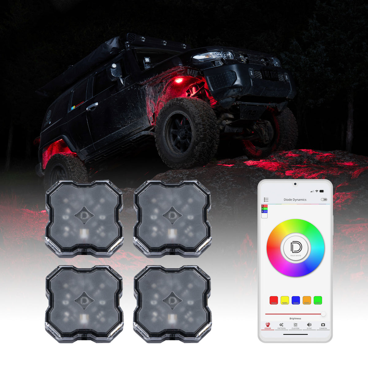 Stage Series SXS Rock Light Installer Kit  RGBW M8 w/Controller (4-pack)