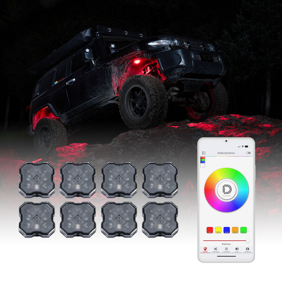 Stage Series SXS Rock Light Installer Kit  RGBW M8 w/Controller (8-pack)