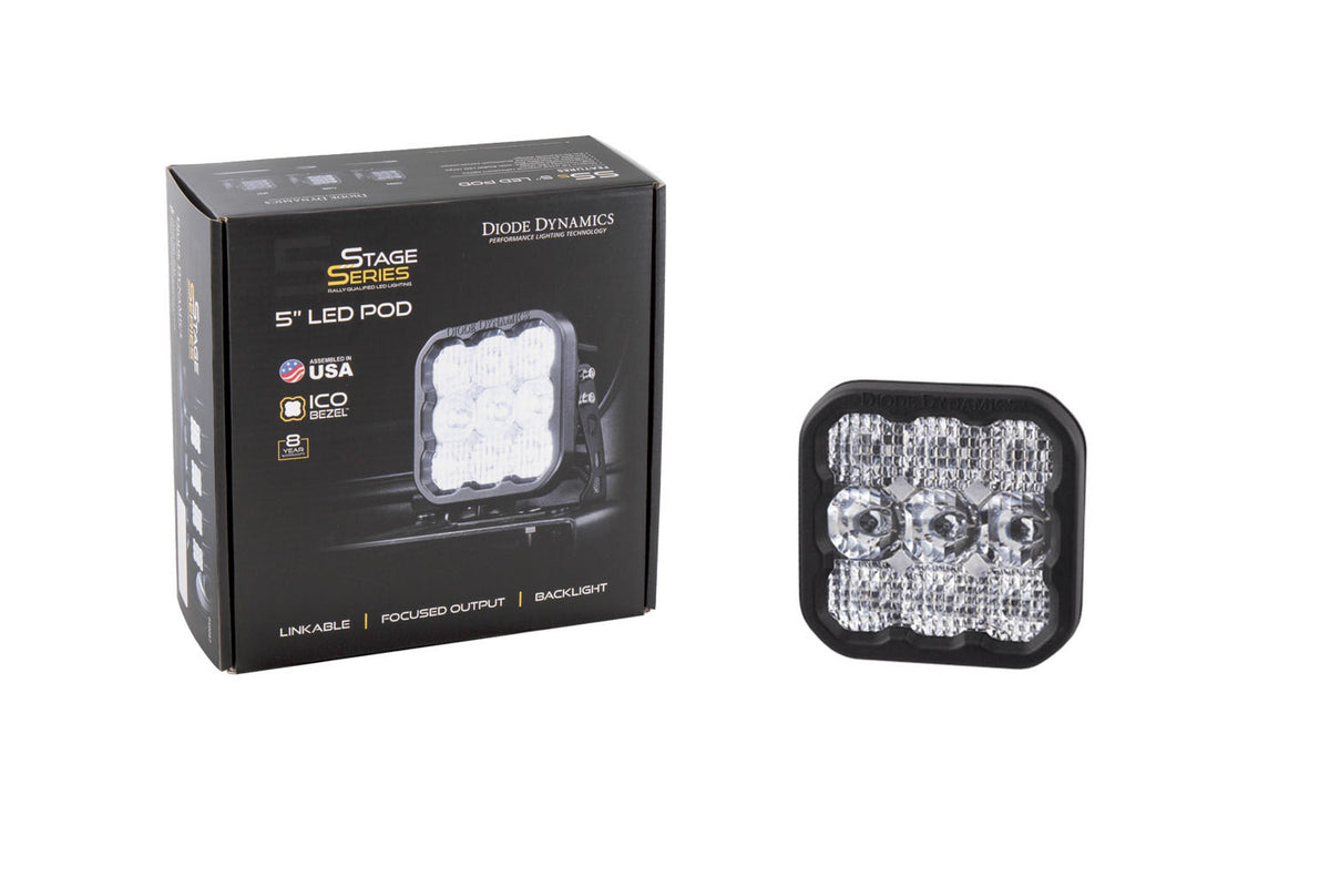 SS5 LED Pod Sport White Driving - No Brackets (single)