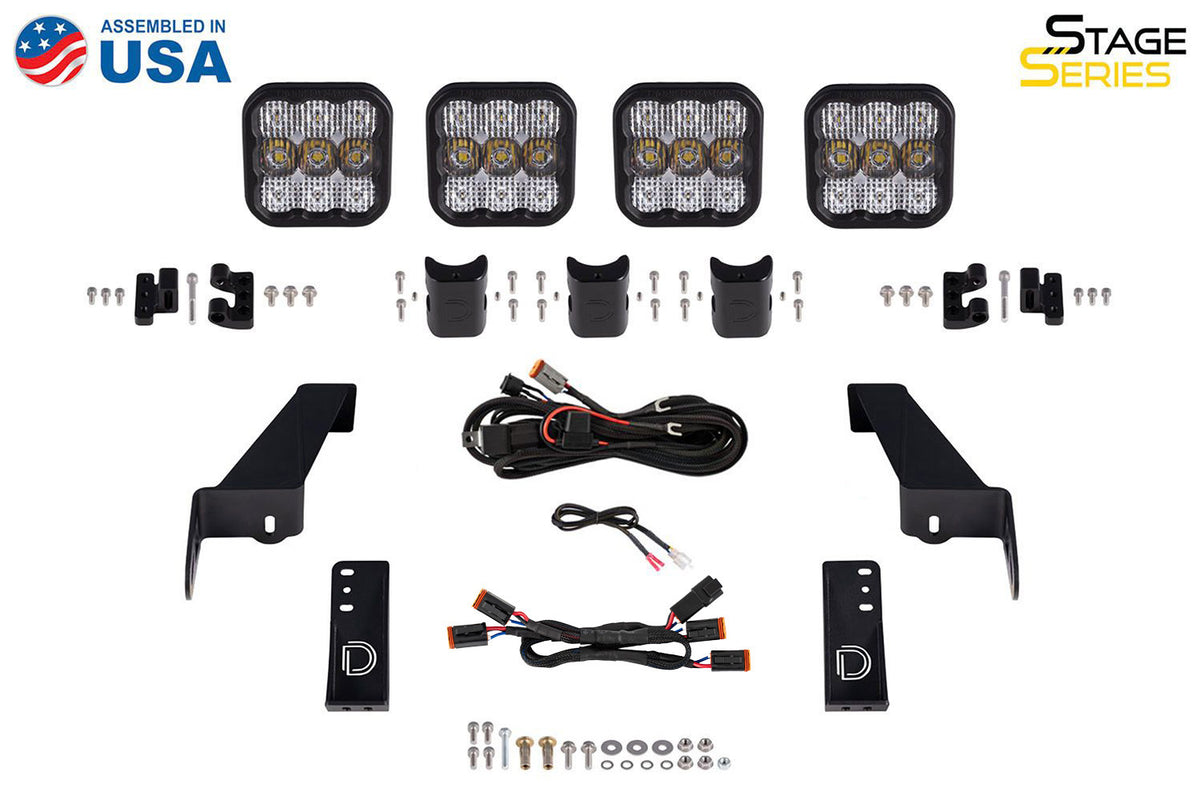 Jeep JL SS5 4-Pod CrossLink Grille Lightbar Kit  Sport White Combo