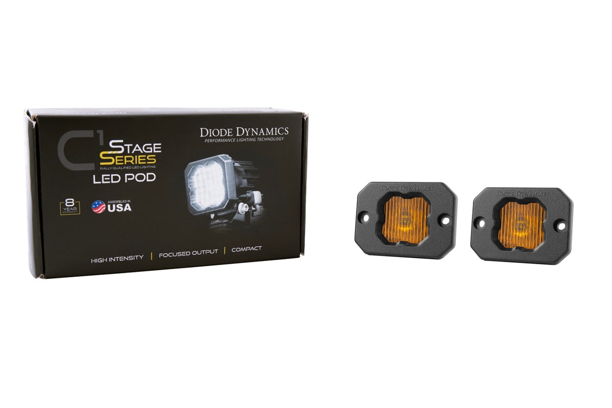 SSC1 LED Pod Yellow SAE Fog Flush ABL (pair)