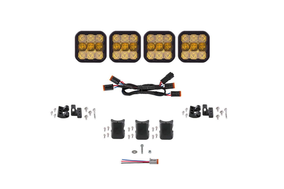 SS5 Pro Universal CrossLink 4-Pod Lightbar Yellow Combo