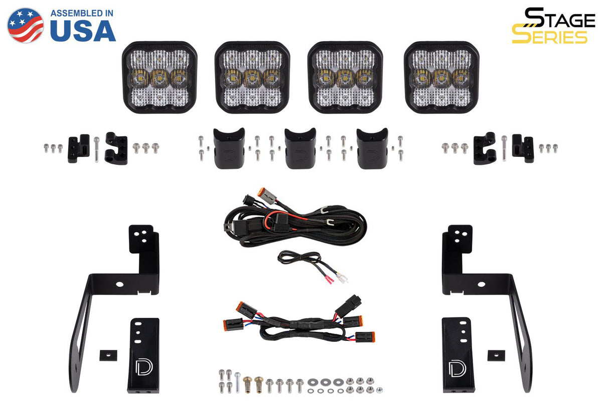 Jeep JK SS5 4-Pod CrossLink Grille Lightbar Kit  Sport White Combo