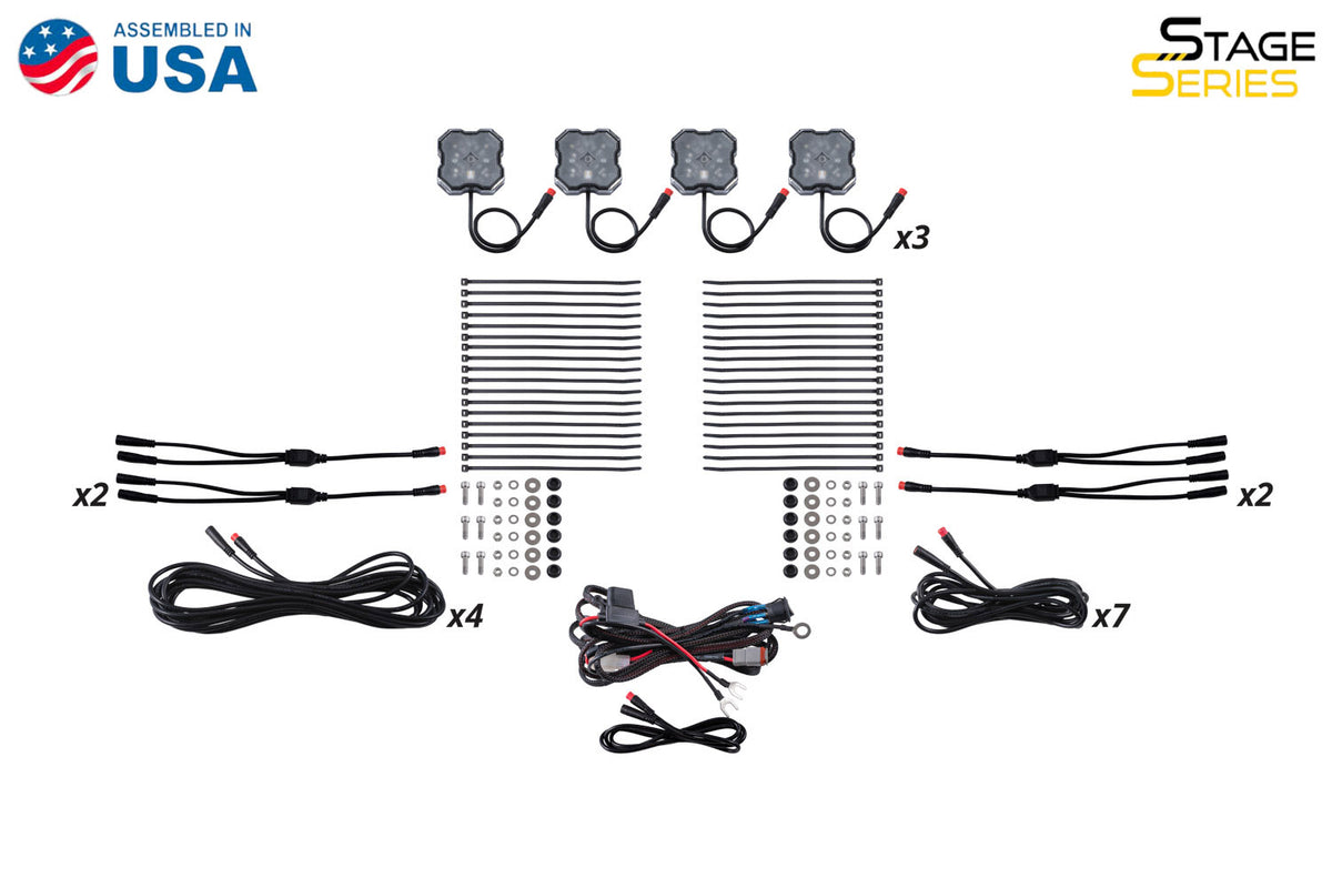 RGBW Rock Light Installer Magnet Mount Kit w/Controller (12-pack)
