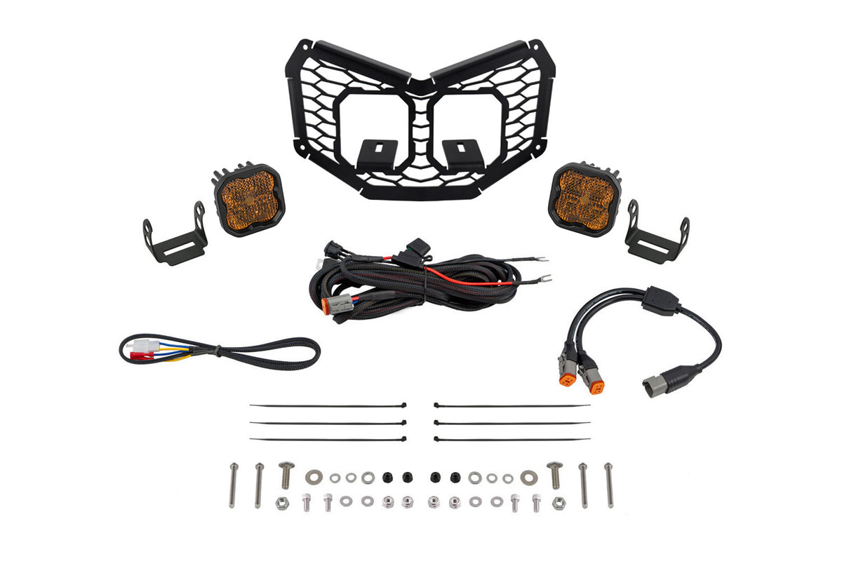 Stage Series LED Grille Kit for 2017-2025 Can-Am Maverick X3  Sport Yellow Combo