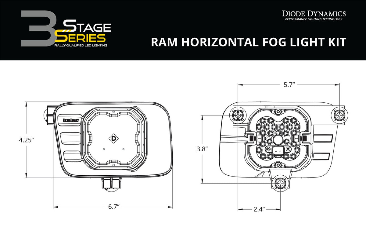 SS3 Sport Type Ram Horiz Kit ABL White SAE Fog