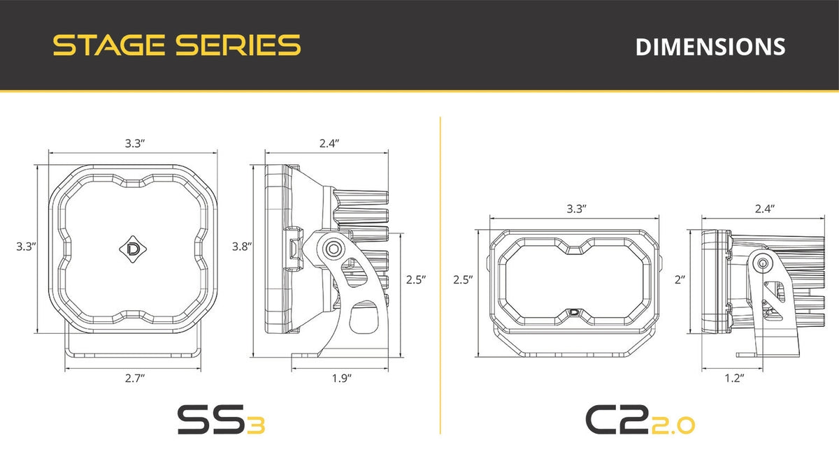 C2 2.0 LED Ditch Light Kit for 2014-2019 Silverado/Sierra  Sport Yellow Combo